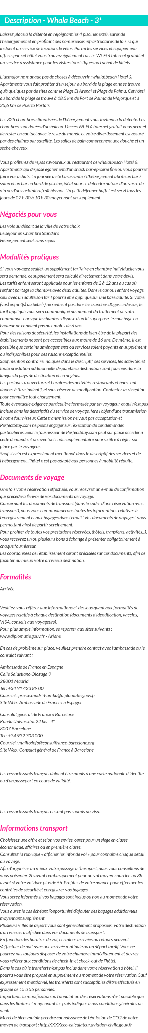 Détails du séjour