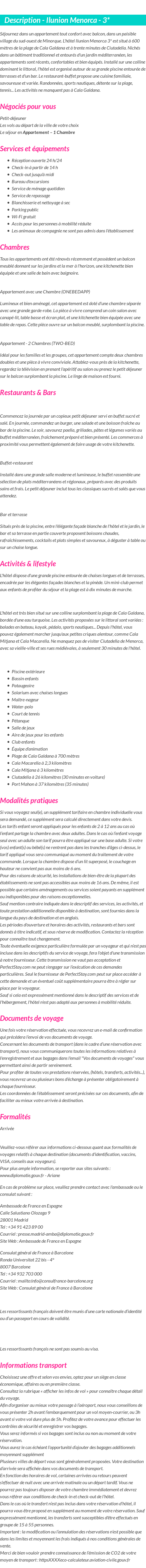 Détails du séjour