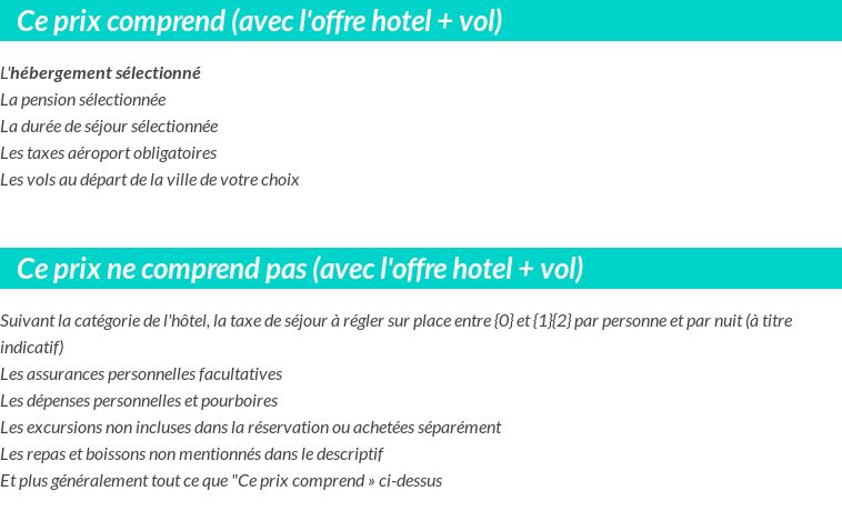 Conditions tarifaires