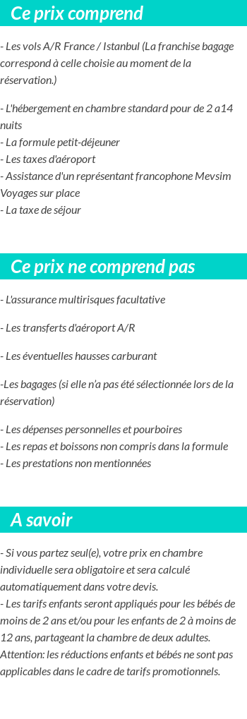 Conditions tarifaires
