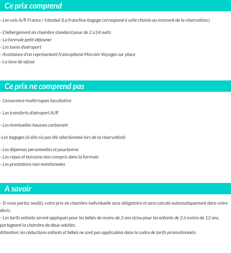 Conditions tarifaires