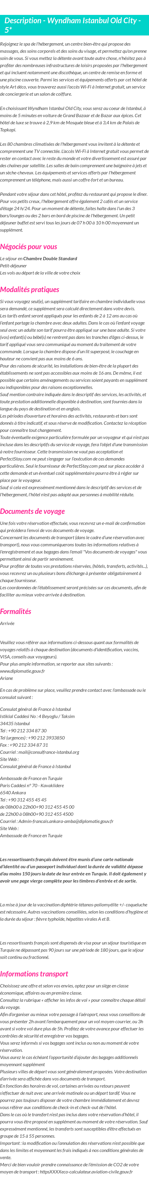 Détails du séjour