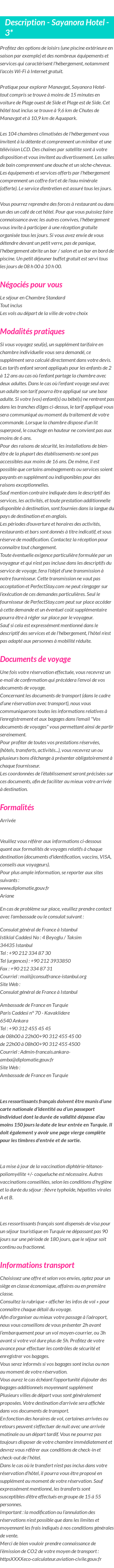 Détails du séjour