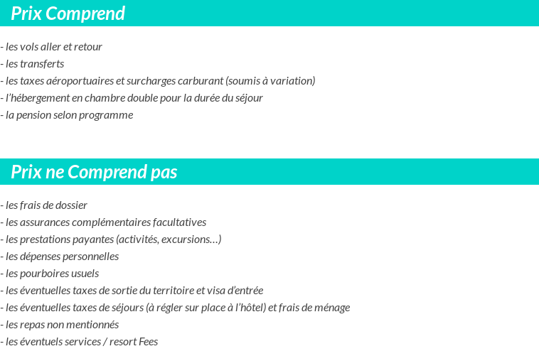 Conditions tarifaires