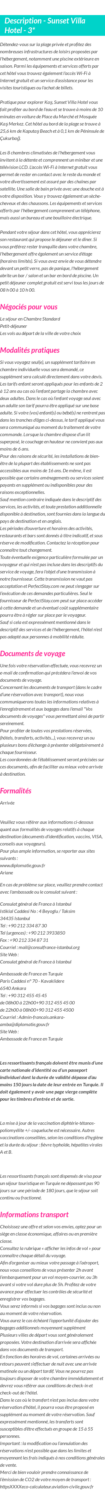 Détails du séjour