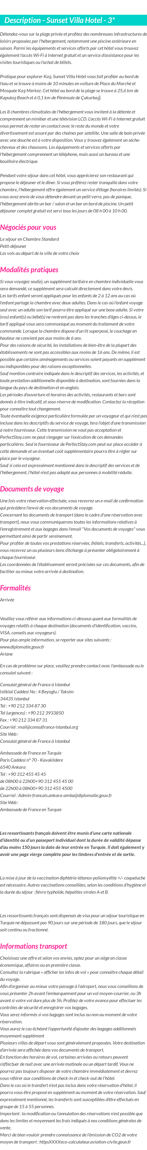 Détails du séjour