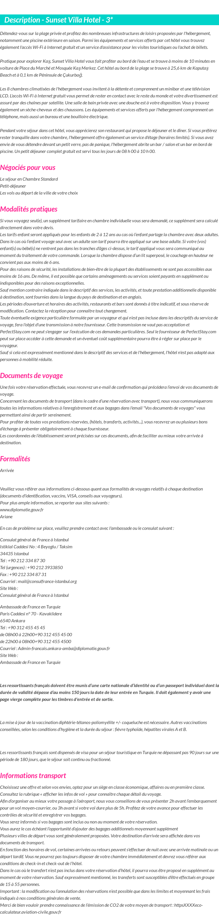 Détails du séjour