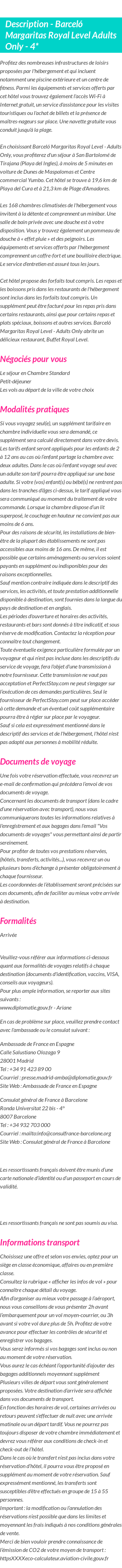 Détails du séjour