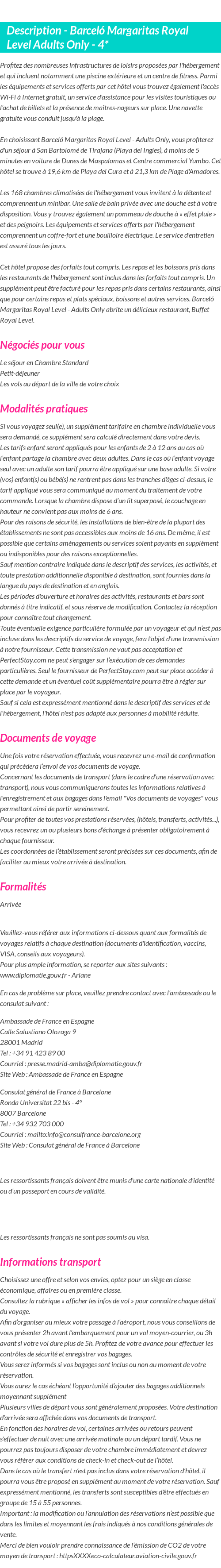 Détails du séjour