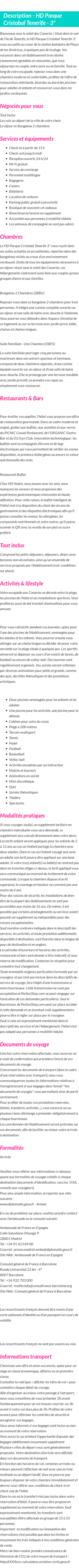 Détails du séjour