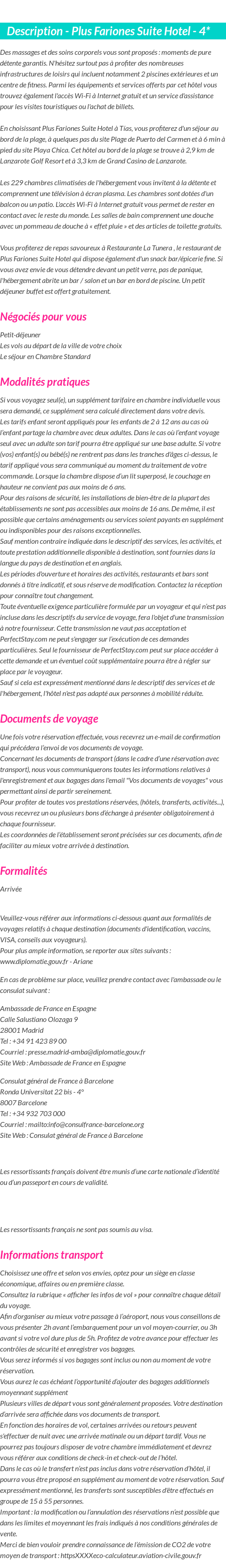 Détails du séjour