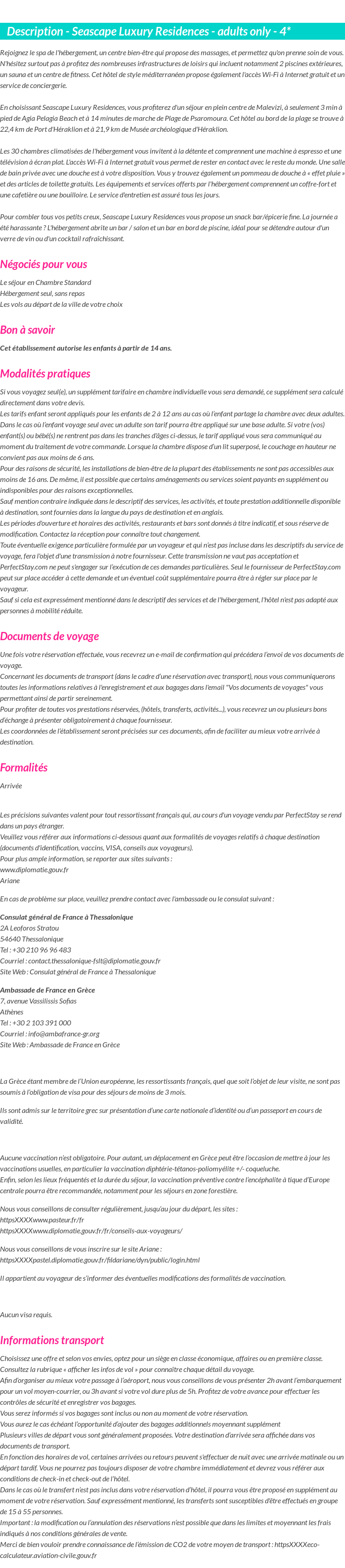 Détails du séjour