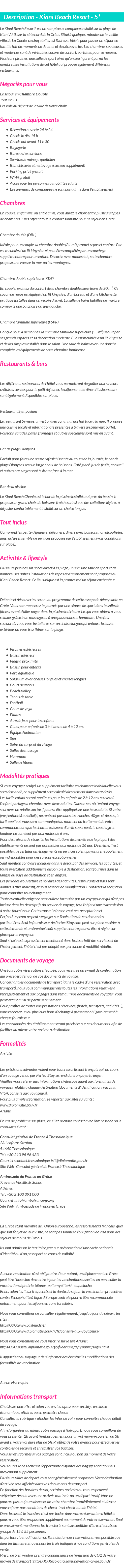 Détails du séjour
