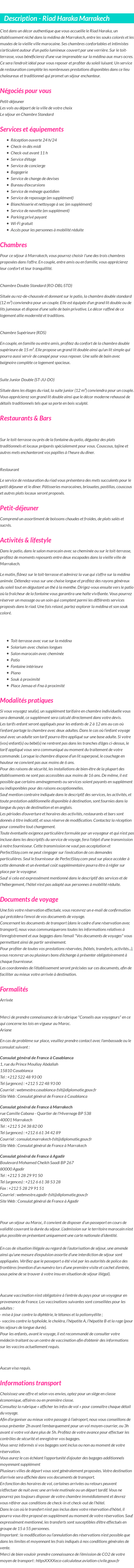 Détails du séjour