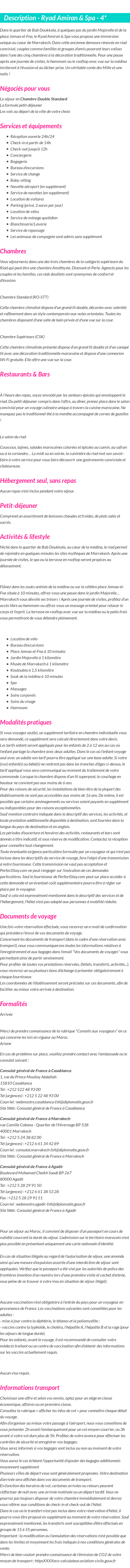 Détails du séjour