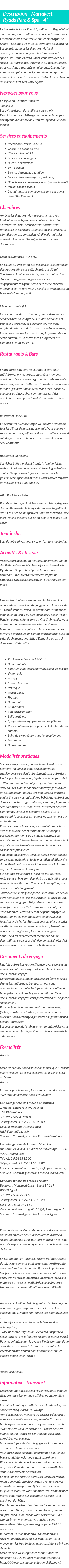 Détails du séjour