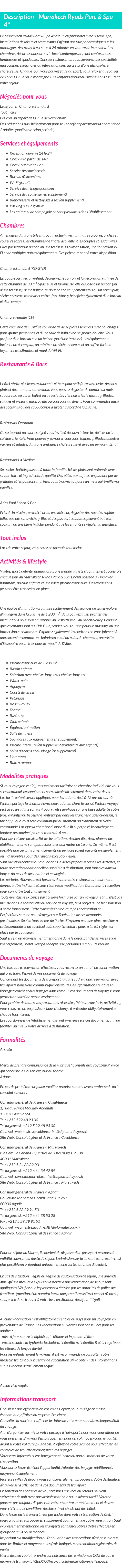 Détails du séjour