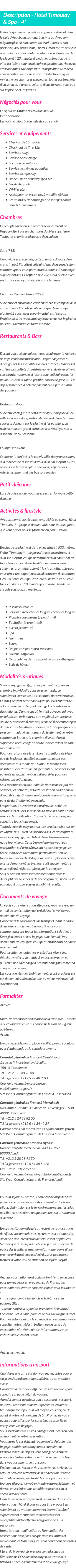 Détails du séjour