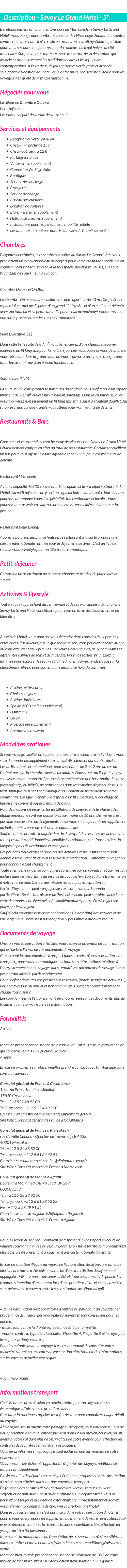 Détails du séjour