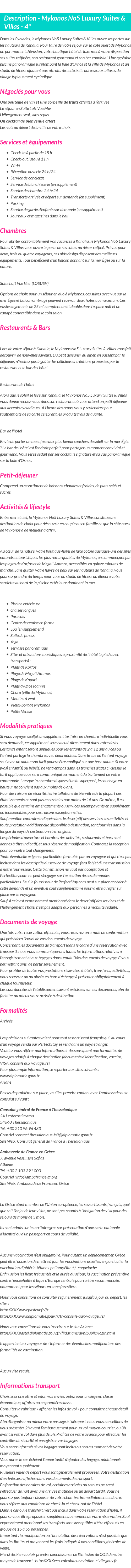 Détails du séjour