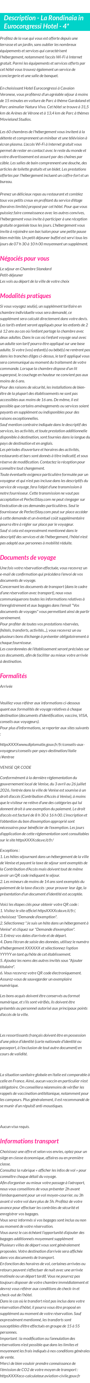 Détails du séjour