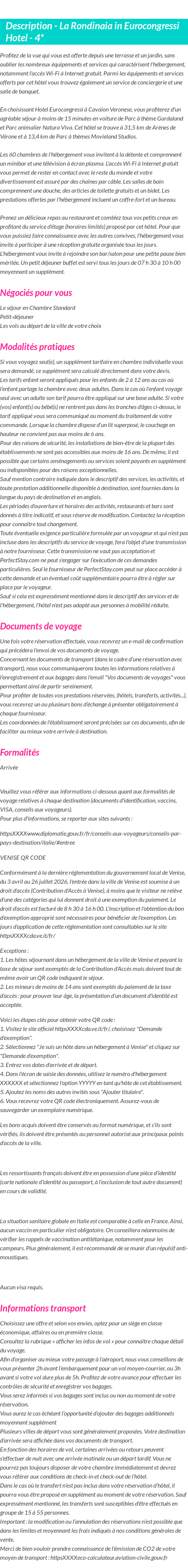 Détails du séjour