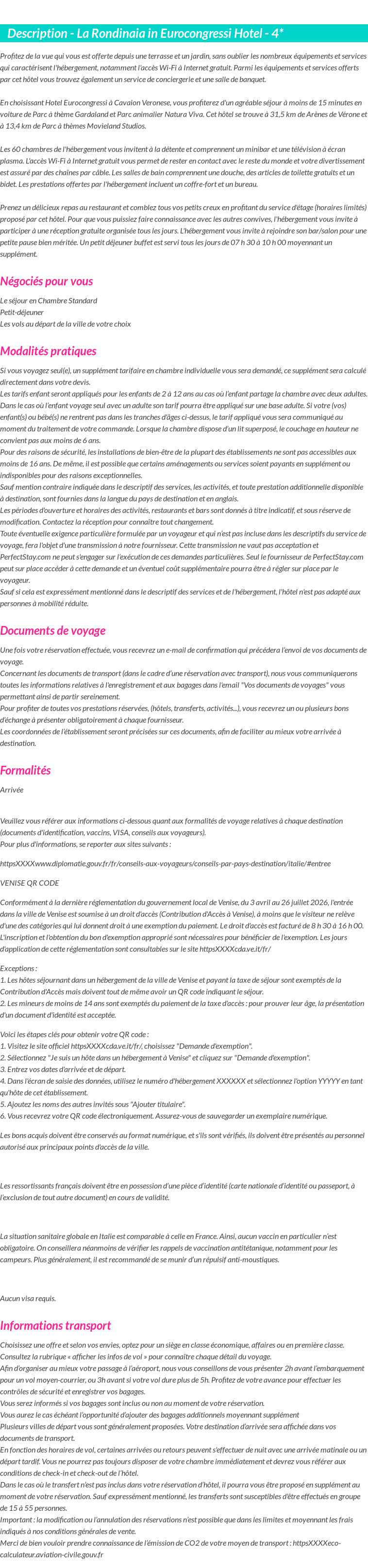 Détails du séjour