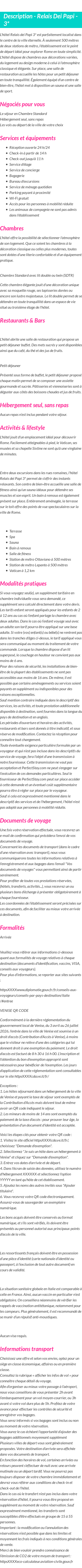 Détails du séjour