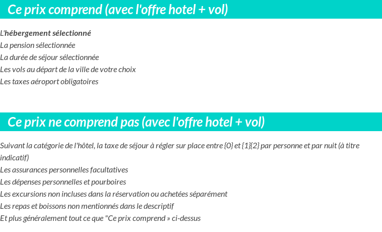 Conditions tarifaires