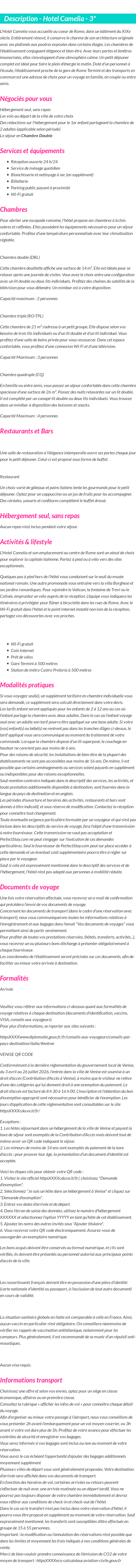 Détails du séjour