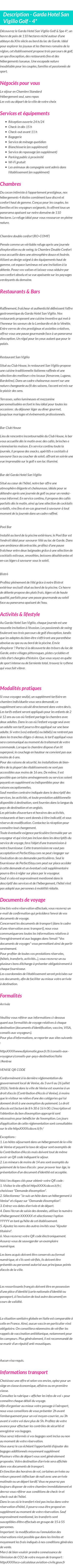 Détails du séjour