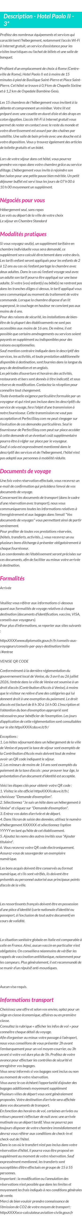 Détails du séjour