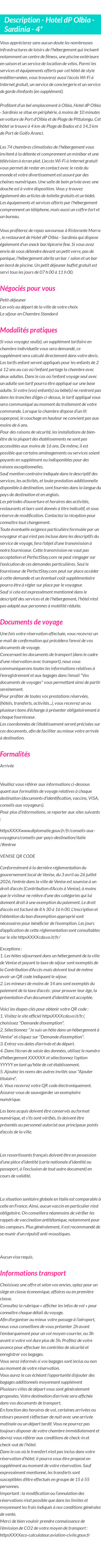 Détails du séjour