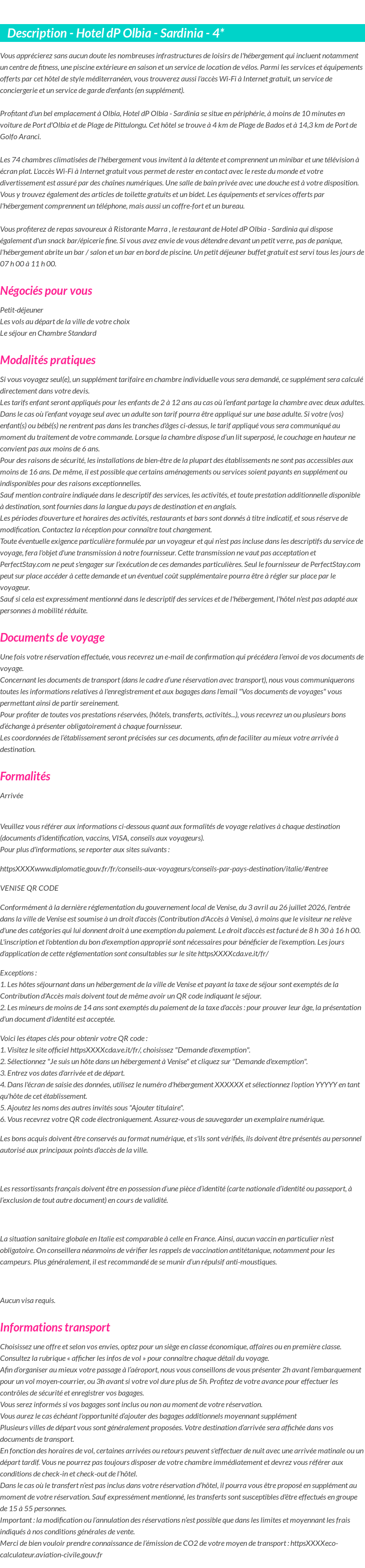Détails du séjour