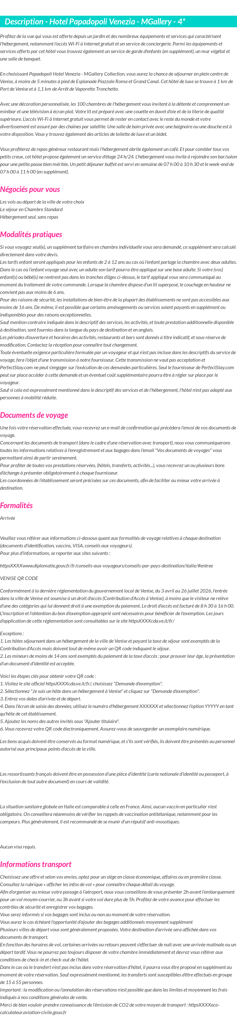 Détails du séjour