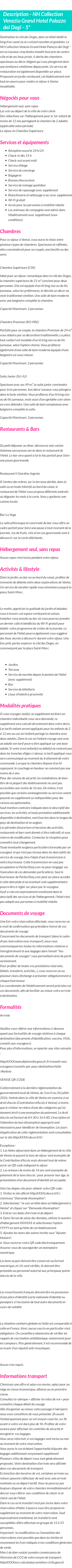 Détails du séjour