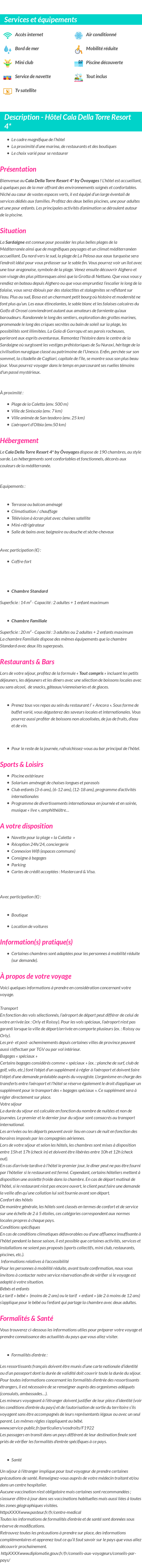 Détails du séjour