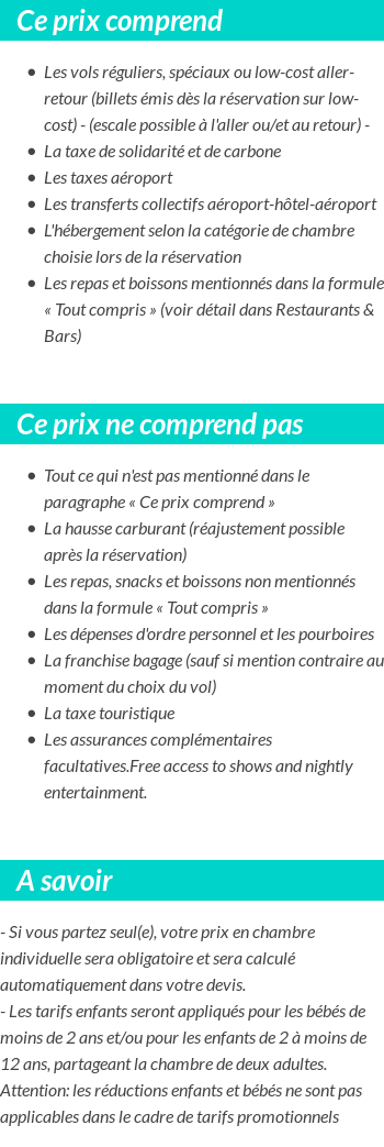 Conditions tarifaires
