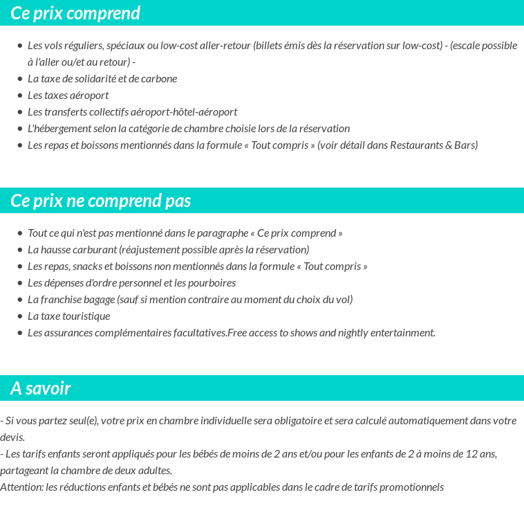 Conditions tarifaires