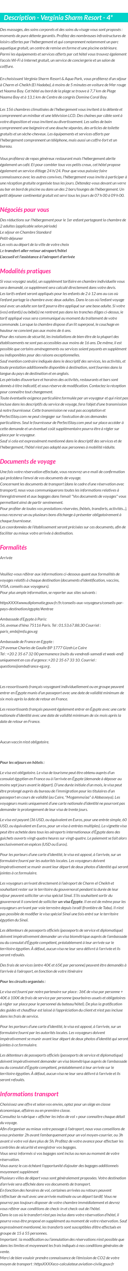 Détails du séjour