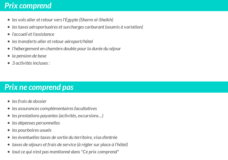 Conditions tarifaires