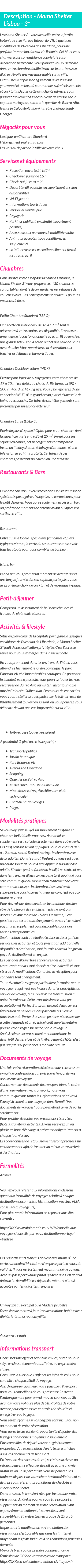 Détails du séjour