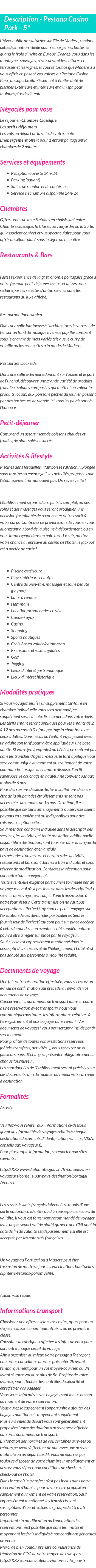 Détails du séjour