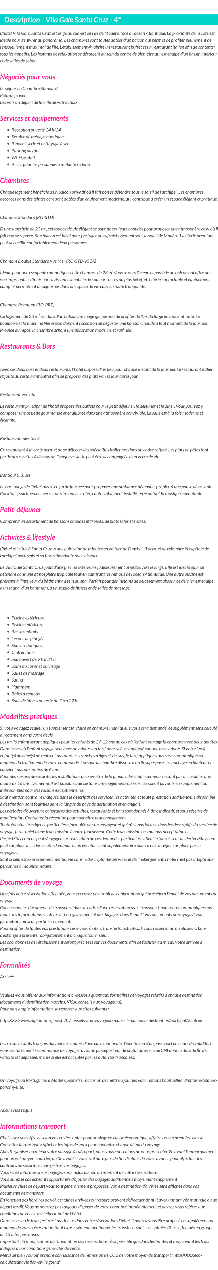 Détails du séjour