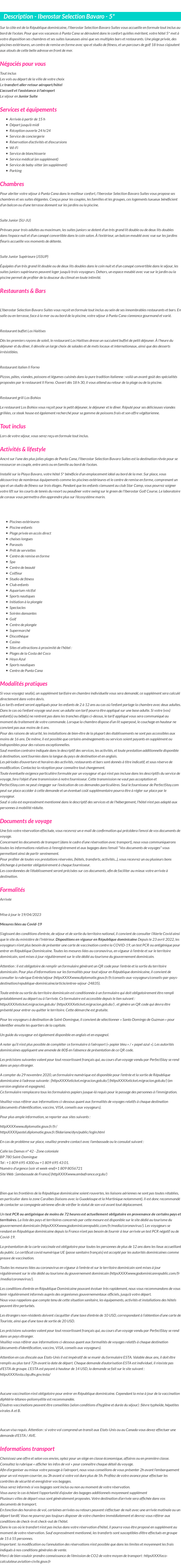 Détails du séjour