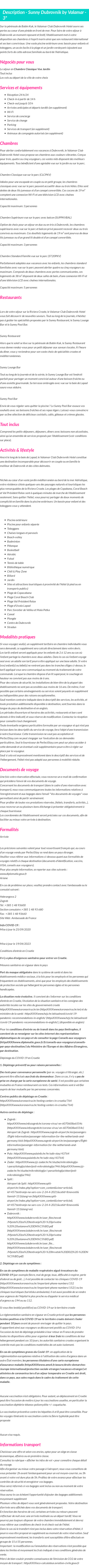 Détails du séjour