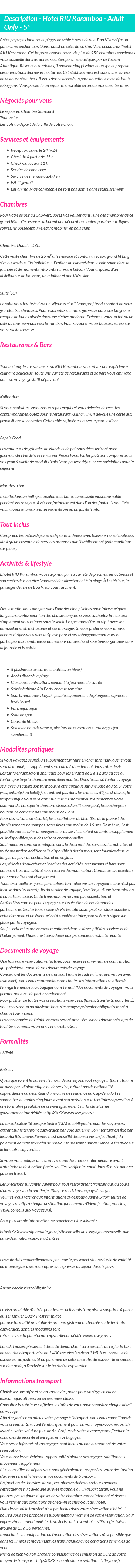 Détails du séjour