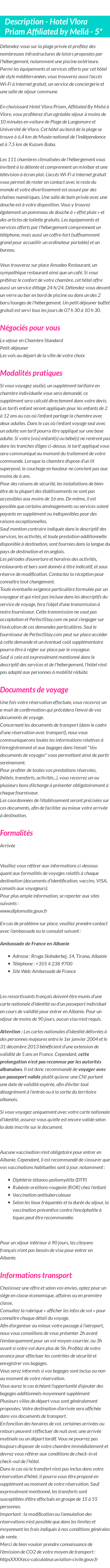 Détails du séjour