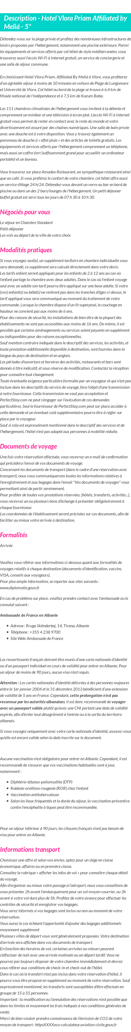 Détails du séjour