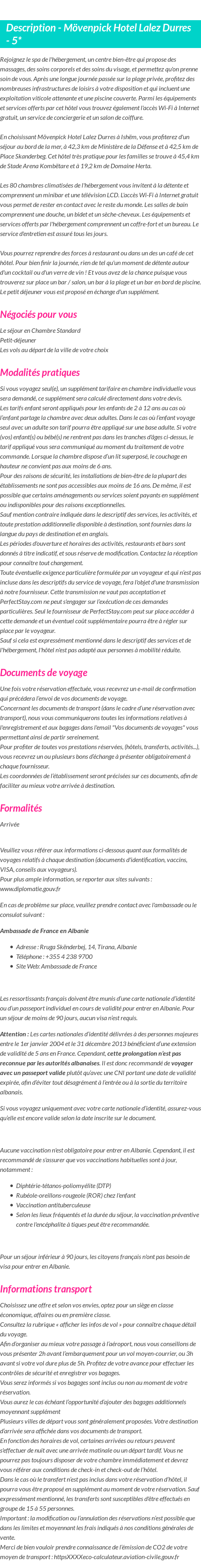 Détails du séjour